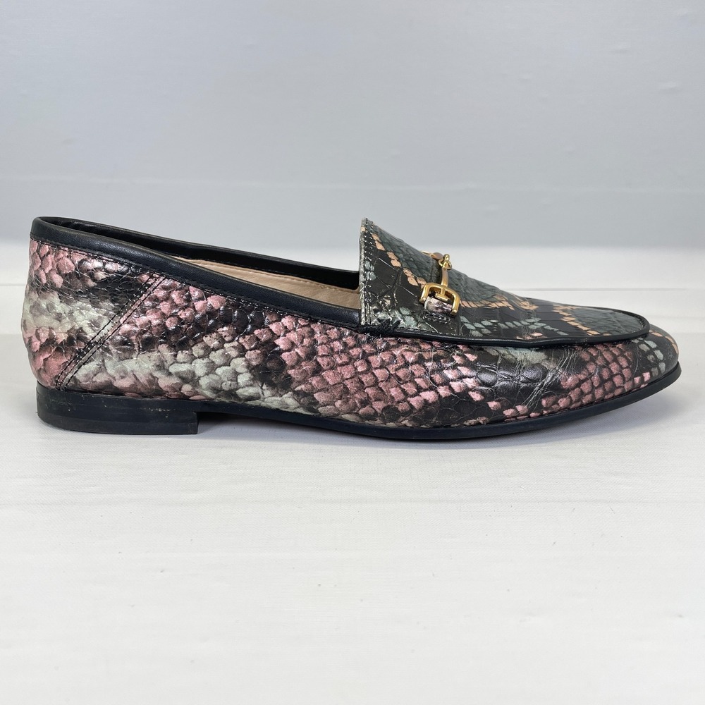 Sam Edelman Loraine Horsebit Loafers Womens Size 7.5 M Multi Snake Print Leather